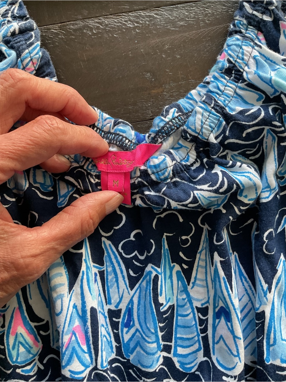 Lilly Pulitzer Navy Blue Multi Sailboat Print Asymmetrical Dress - Picture 2 of 2